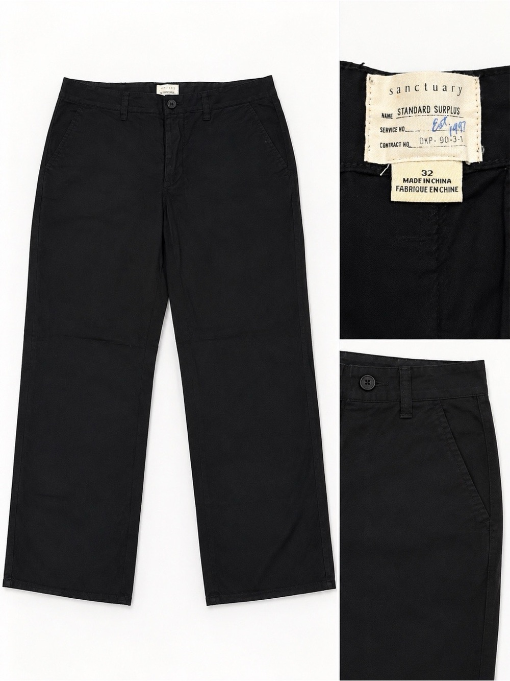Sanctuary Black Straight-Leg Chinos - Size 32